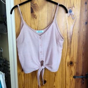 Mauve/Pink Tie Front Crop Top